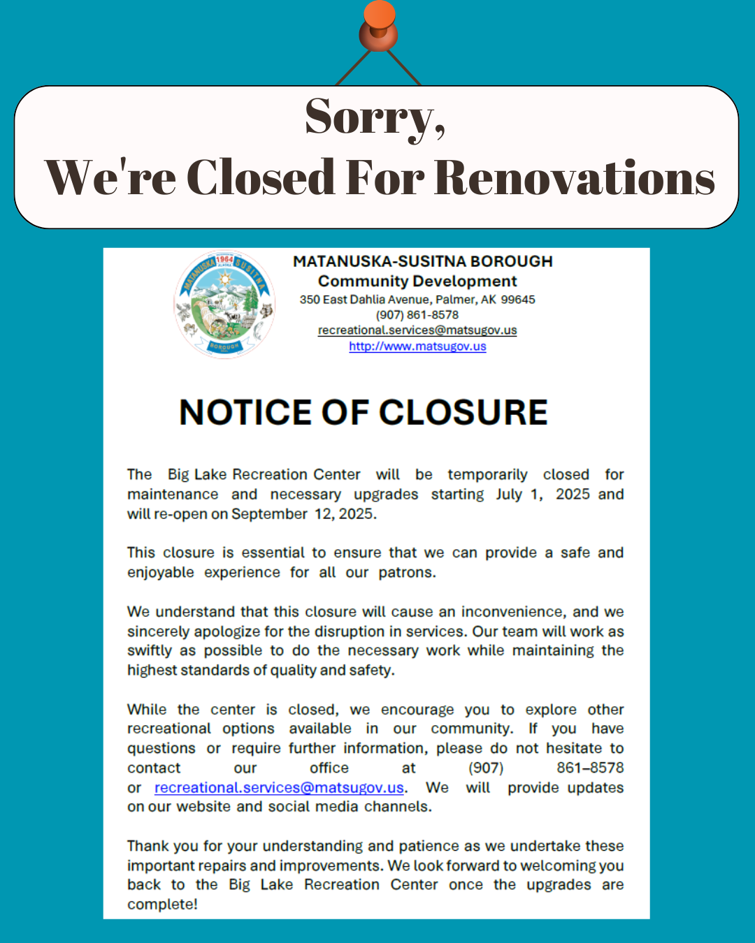 BLRC Notice of CLosure image1