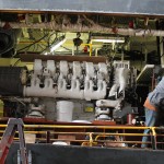 One of four engines being pulled for repair