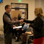 Shaking hands with Lonnie McKechnie, Assembly Member Beck